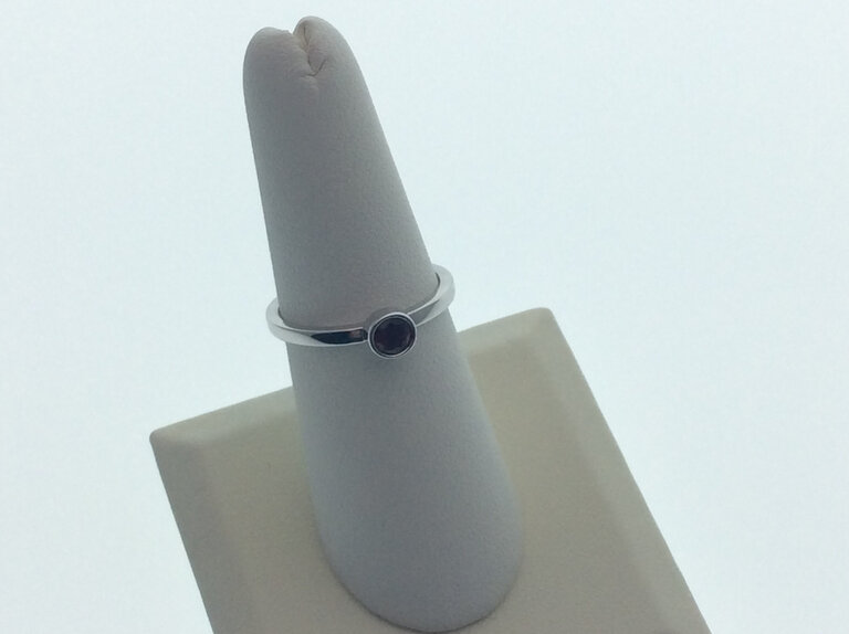 14K White 4mm Chatham Lab Ruby Ring Size 7