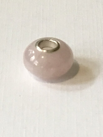 Sterling Silver Rose Quartz Kera Bead 14 x 8 mm