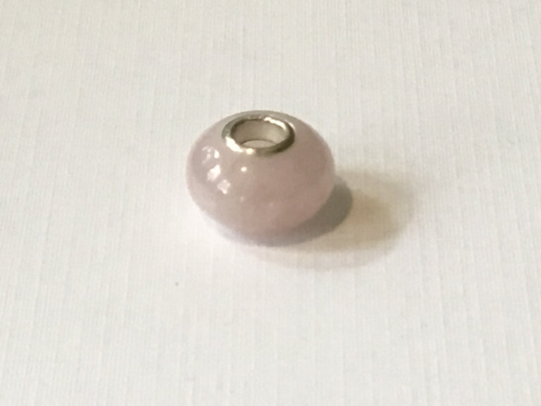 Sterling Silver Rose Quartz Kera Bead 14 x 8 mm