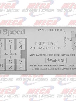 SHIFT PATTERN PLATE EATON 9SPD ODRIVE KW FL PB