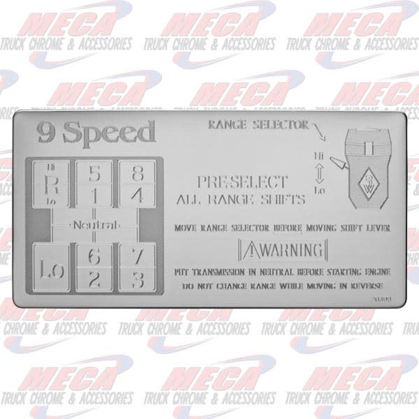 SHIFT PATTERN PLATE EATON 9SPD ODRIVE KW FL PB