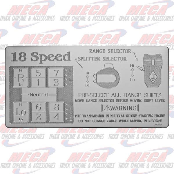 SHIFT PATTERN PLATE EATON 18SPD KW FL PB