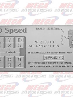 SHIFT PATTERN PLATE EATON 10SPD OVERD RTO KW FL PB