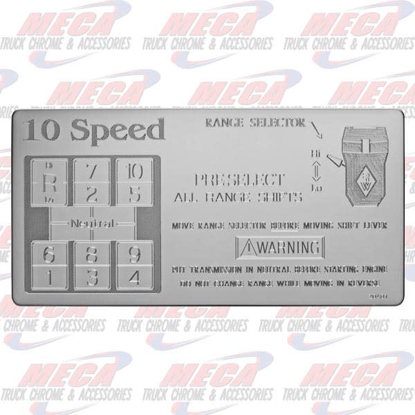 SHIFT PATTERN PLATE EATON 10SPD OVERD RTO KW FL PB