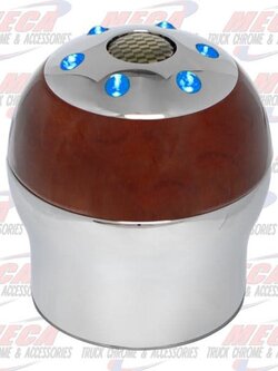 GEAR SHIFT KNOB BLUE LED (9/10 SPEED) W/ WOOD TONE