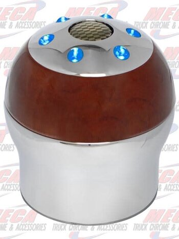 GEAR SHIFT KNOB BLUE LED (9/10 SPEED) W/ WOOD TONE