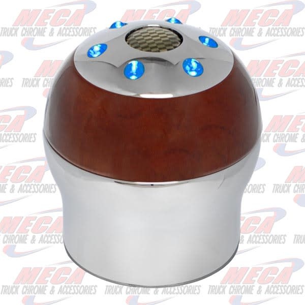 GEAR SHIFT KNOB BLUE LED (9/10 SPEED) W/ WOOD TONE