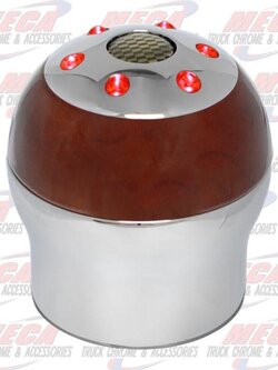 GEAR SHIFT KNOB RED LED (9/10 SPEED) W/ WOOD TONE