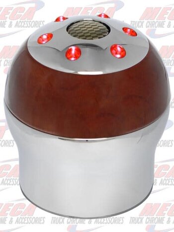 GEAR SHIFT KNOB RED LED (9/10 SPEED) W/ WOOD TONE