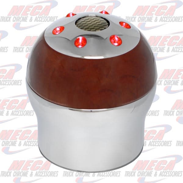 GEAR SHIFT KNOB RED LED (9/10 SPEED) W/ WOOD TONE