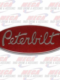 EMBLEM PETERBILT LOGO RED 8" SIDE & FRONT OF HOOD