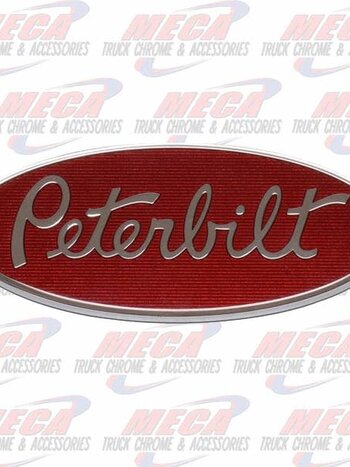 EMBLEM PETERBILT LOGO RED 8" SIDE & FRONT OF HOOD