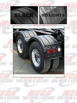 FENDER DOUBLE AXLE PLAIN MM DOUBLE HUMP POLY PLASTIC BLACK SET OF 2