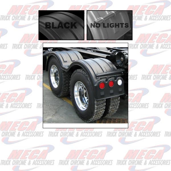 FENDER DOUBLE AXLE PLAIN MM DOUBLE HUMP POLY PLASTIC BLACK SET OF 2