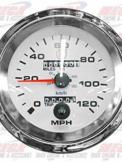 WHITE FACE SPEEDOMETER 5" GAUGE 120 MPH