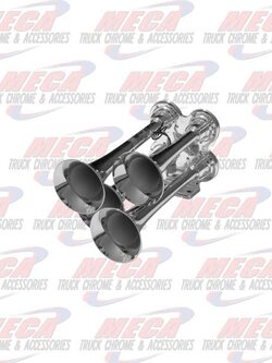 TRAIN AIR HORNS 4 BELL MINI CHROME LOUD