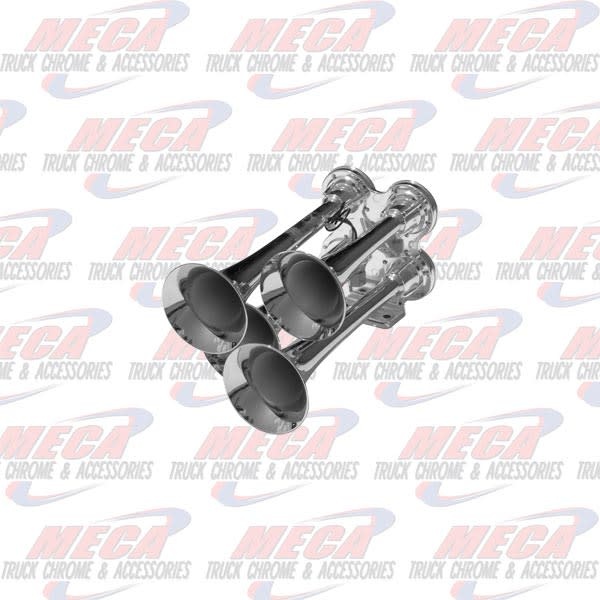 TRAIN AIR HORNS 4 BELL MINI CHROME LOUD