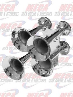 TRAIN AIR HORNS 4 BELL CHROME COMPACT