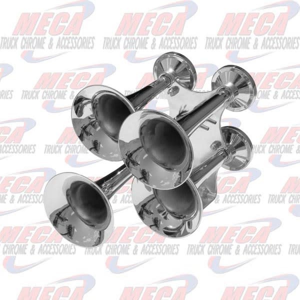 TRAIN AIR HORNS 4 BELL CHROME COMPACT