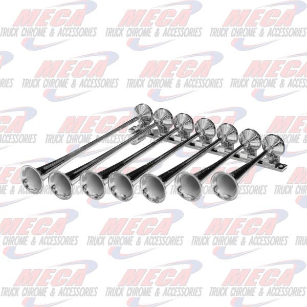 TRAIN AIR HORNS 7 BELL LEFT SIDE HORIZONTAL CHROM