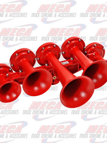 ORIGINAL SUPER TRAIN HORN 5 BELL HORIZONTAL RED