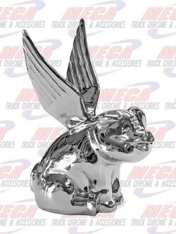 CR. WINGED PIG HOOD ORNAMENT 5-5/8" X 3-3/8" X 8"