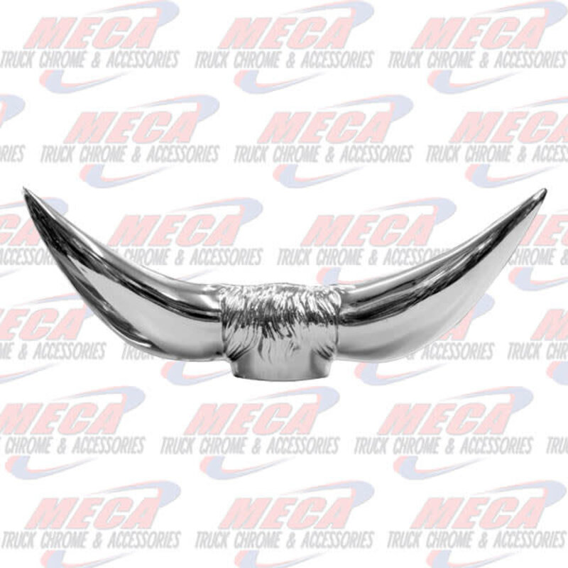 CR. BULL HORN HOOD ORNAMENT, 10" X 4"