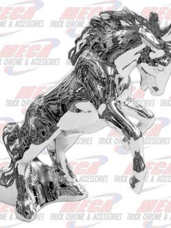 HOOD ORNAMENT HORSE FIGHTING STALLION 6"L x 6.5"H