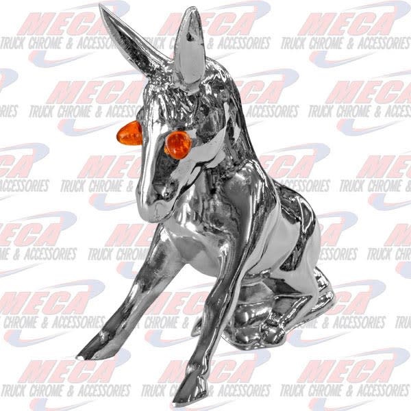 HOOD ORNAMENT DONKEY W/ ILUMINATED EYES 4"L x 5"H