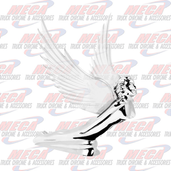 *** Discontinued *** CR FLYING GODDESS HOOD ORN W/ CLEAR WINDRIDERS, ILLUM. 8"X8"