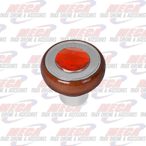 WOOD KNOB TRACTOR VALVE W/ BLUE JEWEL