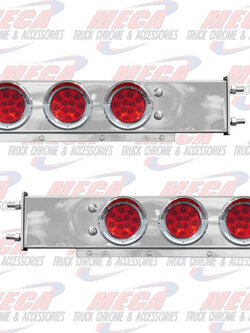 LT BAR S/S SPRING 4" RND W/ RED LED'S & BEZELS