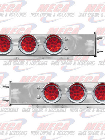 LT BAR S/S SPRING 4" RND W/ RED LED'S & BEZELS