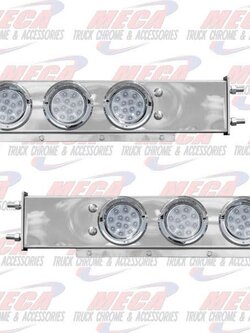LT BAR S/S SPRING 4" W/ CLR RED LED'S & BEZELS