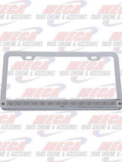 LIC PLATE FRAME W/ 14 AMBER CLEAR LED 12" LGT BAR