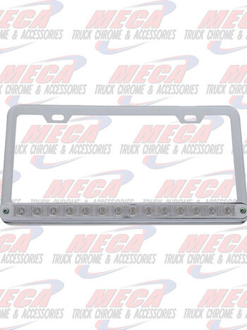 LIC PLATE FRAME W/ 14 AMBER CLEAR LED 12" LGT BAR