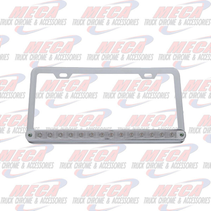 LIC PLATE FRAME W/ 14 AMBER CLEAR LED 12" LGT BAR