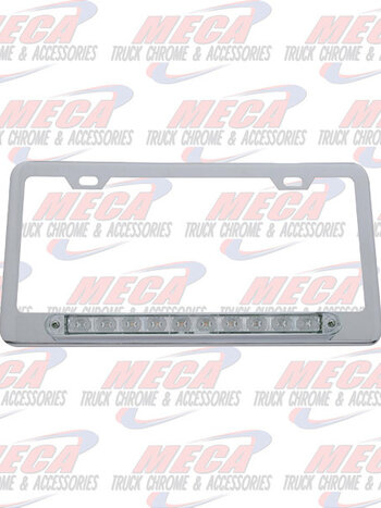 LIC PLATE FRAME W/ 10 AMBER CLEAR LED 9" LGT BAR