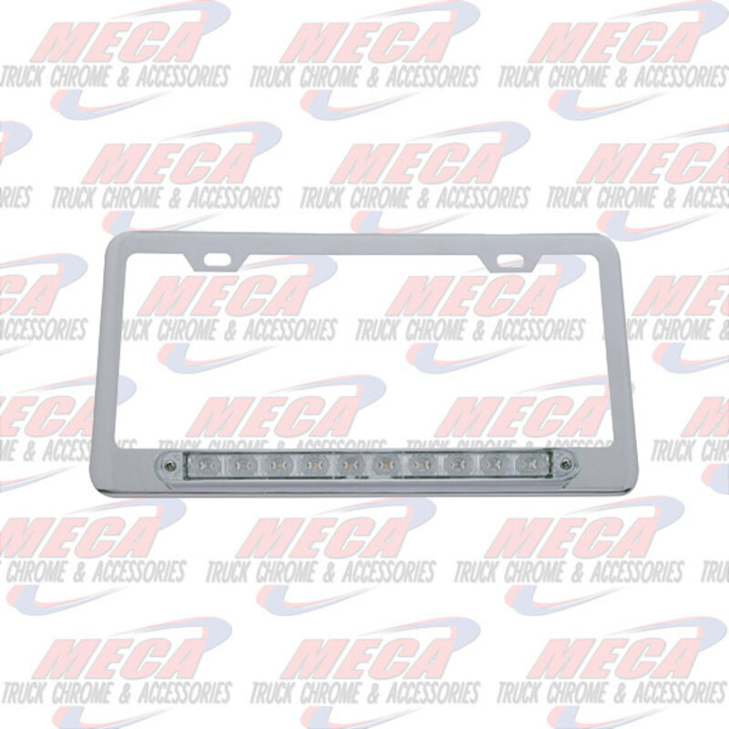 LIC PLATE FRAME W/ 10 AMBER CLEAR LED 9" LGT BAR
