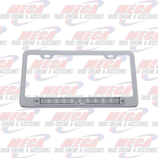 LIC PLATE FRAME W/ 10 AMBER CLEAR LED 9" LGT BAR