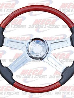 STEERING WHEEL 18" WOOD/LEATHER 7/93-4/98