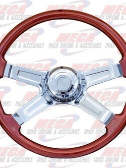 STEERING WHEEL WOOD 18" 4 SPOKE KW 97+ LARGE SHAF