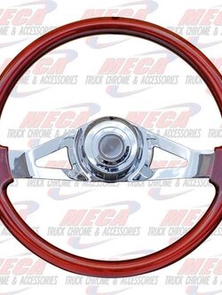 STEERING WHEEL FL WOOD 18" 2 SPOKE CHROME
