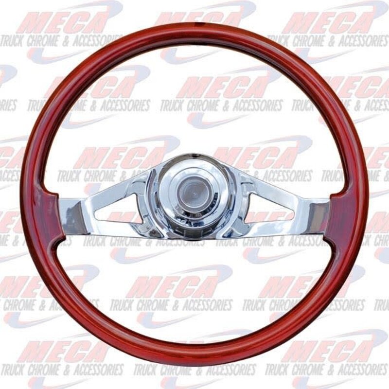 STEERING WHEEL FL WOOD 18" 2 SPOKE CHROME
