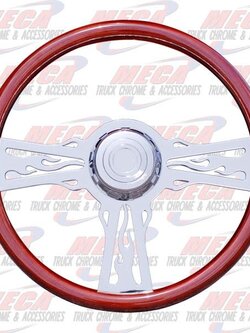 STEERING WHEEL 18" FLAMES W/ 3 SPOKES PB 98+ KW 97