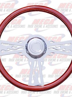 STEERING WHEEL 18" FLAMES W/ 3 SPOKES PB -98 KW -9