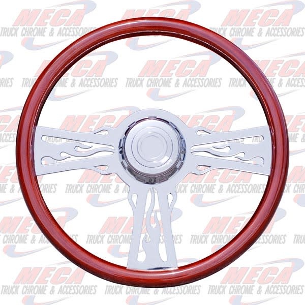 STEERING WHEEL 18" FLAMES W/ 3 SPOKES PB -98 KW -9