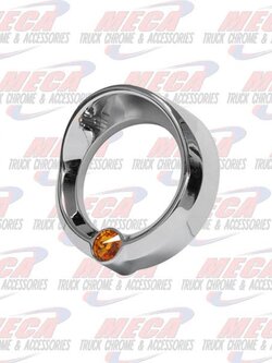 LARGE GAUGE BEZEL W/ AMBER JEWEL & VISOR FL PB