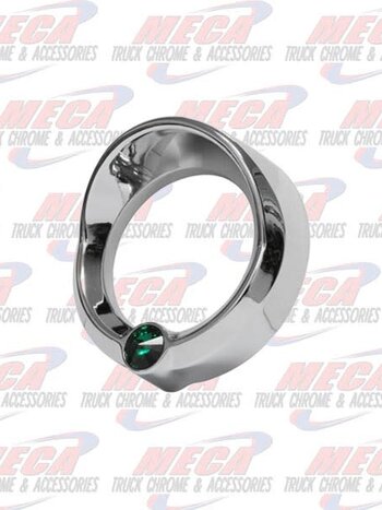 LARGE GAUGE BEZEL W/ GREEN JEWEL & VISOR FL PB