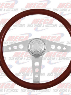 STEERING WHEEL ECO 3 SPOKE MAHOGANY W/ RND HLS